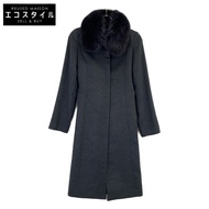Barneys New York BJ-404A 灰色狐狸毛 100% 羊絨大衣，36 碼（二手）