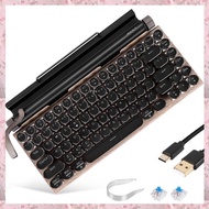 Retro Typewriter Keyboard Wireless Bluetooth Keyboard USB Mechanical Punk Keycaps for Desktop PC/Lap