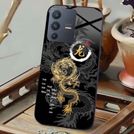 Case For VIVO V23 5G, V23E 5G Tempered Glass Back with Calligraphy Pattern