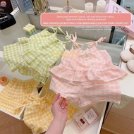 【Stok Tempatan】 (0-5Yrs)80-120cm Girls Terno Sleepwear Kids Girl Boy Baby Sleeveless Vest Tops Set C