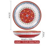 Omk Thổ Nhĩ Kỳ phong cách gốm Đĩa sâu đĩa ăn tối Pasta tấm bát đựng sa lát Bộ đồ ăn