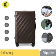 NinetyGo Double Zipper Luggage Ripple 90L03 Pc1 Silent Wheel TSA Lock Size 20/22/26/29 Inches [Brown