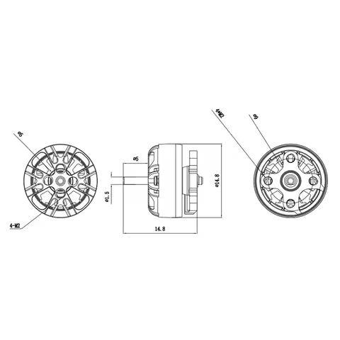 1103 11000KV Brushless Motor 2-3S 10.8A 130W 9N12P Shaft 1.5mm Brushless Motor for 2Inch Indoor FPV 