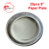 Silver Paper Plate 9 Inches 20pcs Laminated, Disposables, Siomai/ Kikiam/ Hotdog/ Footlong/ Square P