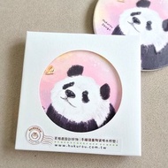 手繪熊貓與小蝴蝶陶瓷吸水杯墊