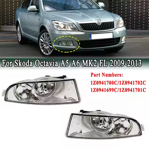 For Skoda Octavia A5 A6 MK2 FL 2009-2013 Front Bumper Lower Fog Light without Bulb 1Z0941700C/1Z0941