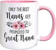 QASHWEY Nana Gifts Coffee Mug, Only the Best Nanas Get Promoted to Great Nana Coffee Cups Ceramic 11