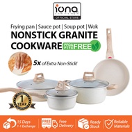 IONA Ceramic Pot Wok Fry Frying Pan | Granite Non Stick Cookware Set Cooking Kitchenware