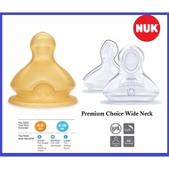 NUK Premium Choice Wide Neck SILICONE / LATEX Teat S1 0-6m / S2 6-18M S / M / L size - 2PCS