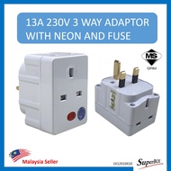 3 Way Neon  Adaptor With Sirim And 13A Fuse