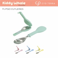 CYD TERRA Foldable Spoon and Fork Set | FLIPGO | Kids Adult Stainless Steel Cutlery Utensils travel