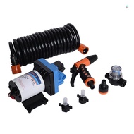 Water Pump Kit 20L Flow Rate 12V 5.5GPM Portable Diaphragm Pump Booster Kit 6m/20ft Ultraviolet-proof Hose Adjustable Nozzle Spray  70PSI/4.8BAR with Pressure Switch for Cleanin