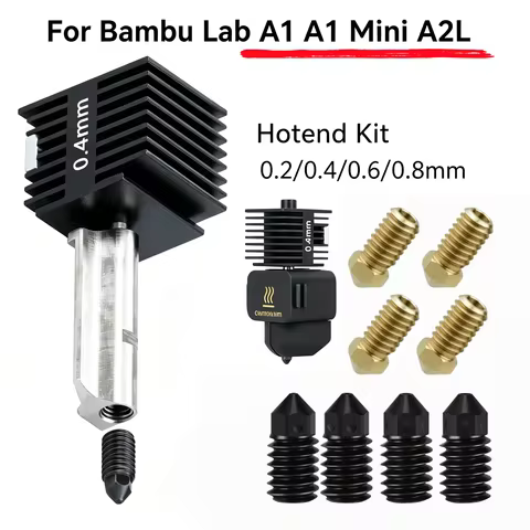 For Bambu Lab A1/A1 Mini/A2L Hotend Kit Hardened Steel 0.2/0.4/0.6/0.8 Hot End Nozzle for BambuLab A