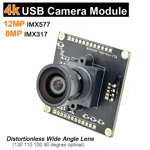 12MP IMX577 USB Industrial Camera 4k 8MP IMX317 CMOS Wide Angle 130 120 100Degree High Speed 30fps U