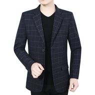 FECHENG 2023 Men Striped British Stylish Male Blazer Suit Jacket Business Casual One Button Regular Blazer For Men