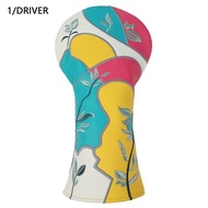 Golf Cover 1/3/5/UT Wood Head Cover Colorful Leaves PU Embroidery Craft Wood Head Protective Cover