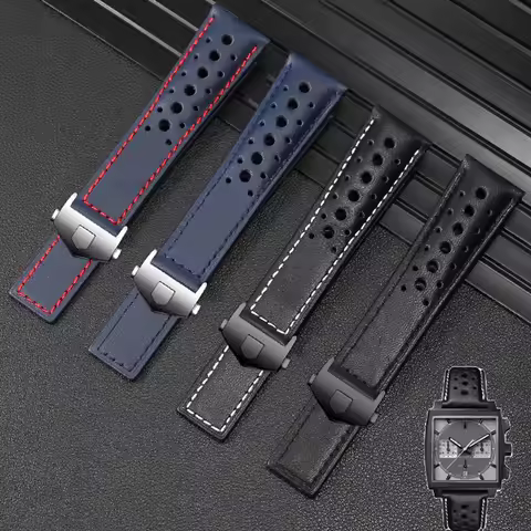 For TAG Heuer Monaco Watchband CAW211M 211P CAW211R 211T breathable 22mm Genuine Leather band Men's 