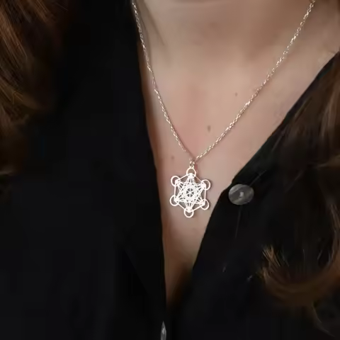 Stainlee Steel Metatron Necklace Sacred Geometry Metatron Cube Pendant Religiosus Symbol Meditation 