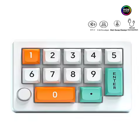 RGB 2.4G Bluetooth Wireless Joystick Controller Mechanical Keyboard 12 Keys Full Hot Swappable Progr