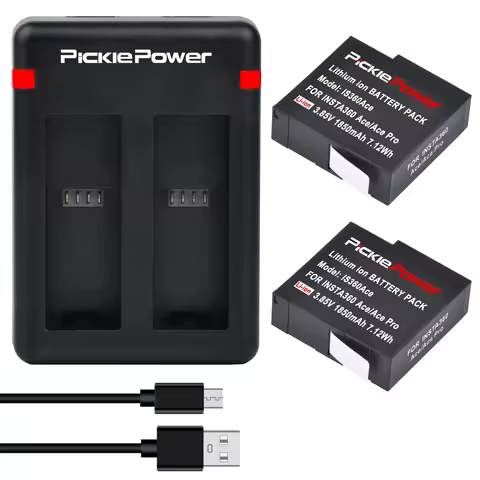 PicklePower 1850mAh Battery for Insta360 Ace/Ace pro/Ace Pro 2, Dual Charger for Insta 360 Ace Actio
