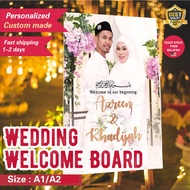 Welcome Board Wedding PVC board A1/A2  Fast Shipping 1-2 days Selamat Datang - kahwin engage tunang