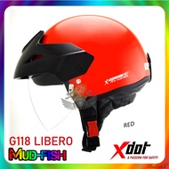 TOPI KELEDAR XDOT X-DOT G118 LIBERO HELMET DESIGN SGV CRUISER (RED -MERAH)