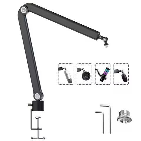 Microphone Stand Heavy Suspension Boom Adjustable Scissor Arm Stands for HyperX QuadCast Mic USB Con