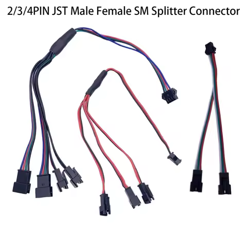 2Pin 3Pin 4Pin SM Splitter Connector 1 to 2 3 4 LED Connector JST Male Female Connector Wire Cable F