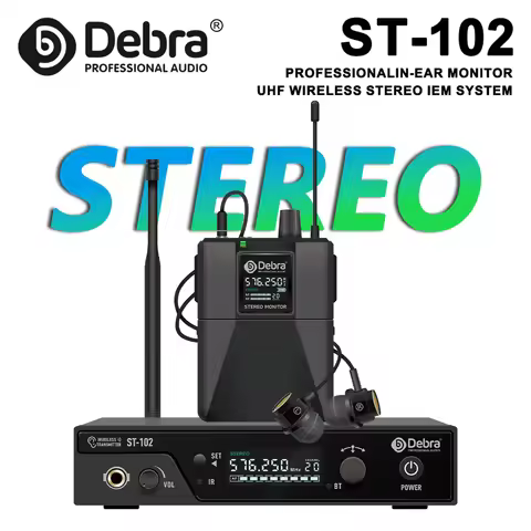 Debra ST-102 Stereo Wireless In-Ear Monitor System with Bluetooth 5.0 UHF for Stage Performance, Chu