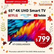 SHARP 65” 4K UHD Smart TV 4T-C65GJ4000X | Netflix, Youtube, Prime Video & Disney+