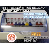 FULL SET CONSUMER BOX 10.5 WAY 1 ROW  电闸盒 单排 ELECTRIC KOTAK SUIS MAIN ELECTRICAL BOX DB BOX MCB ELCB