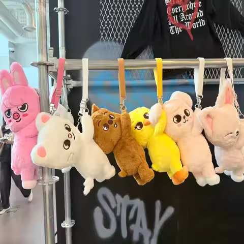 *SKZOO Kpop Plush Toys,Wolf Bear Foxes Duck Cartoon Cute Plush Animal Backpack Dolls, Large Messenge