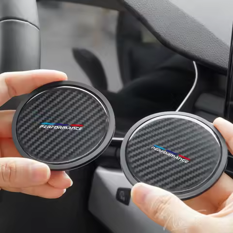Car Carbon Fiber Coaster Non Slip Water Cup Mat Anti-Dirt Pads For BMW M Emblem E46 E36 E34 F10 E90F