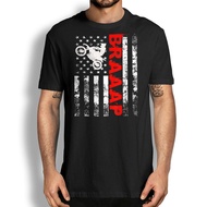Motorcycle T-Shirt, Usa Flag Tee, Braaap Vintage Usa American Flag T-Shirt