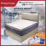 A99 Bed Frame | Frame + 12" Mattress Bundle Package | Single/Super Single/Queen/King Storage Bed | Divan Bed