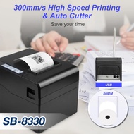Thermal Printer 80mm SB-8330 USB Connection 300mm/s High Speed Auto Cutter เครื่องพิมพ์ใบเสร็จ ไม่ใช