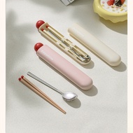 Dopamine Portable Tableware 304 Stainless Steel Spoon Chopsticks Set Cute Office Workers Student Tab