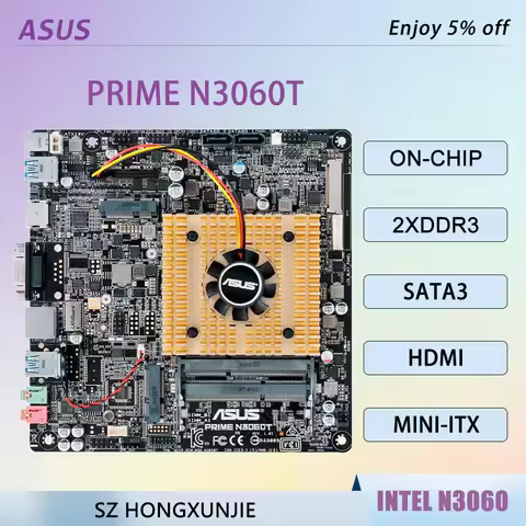 Mini-ITX Mainboard ASUS PRIME N3060T Intel SoC Motherboard Support Intel Celeron N3060 CPU DDR3L SOD