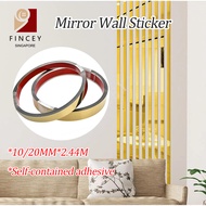 【SG】Mirror Wall Sticker Self-Adhesive Mirror Tiles Removable Decals Stickers Wall Frames Wallpaper Border Waist Line