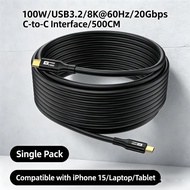 KUBD PD100W 5m Long Type C to Type C Fast Charging Cable USB 3.2 20Gbps USB C Cable Cord for  Huawei