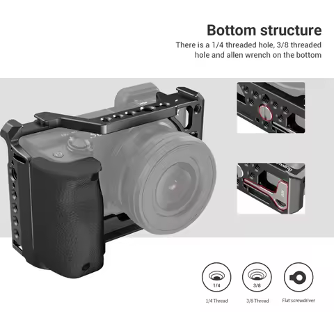 SmallRig 3164 DSLR Camera Cage Rig For Sony A6400 with Silicone Handgrip Handle & Cold Shoe for Sony