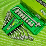 Tekiro Package of 2 Socket Wrench Sets 10Pcs 8-24mm 6pt 1/ 2inch & Wrench Ring Set of 8pcs 6-22mm Vi