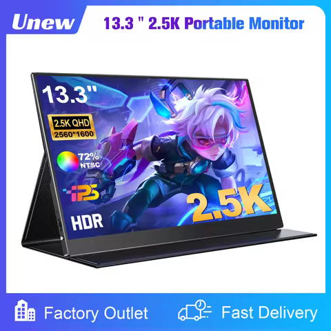 2.5K Portable Monitor 13.3” 2560x1600 External Display 16:10 Second Monitor Screen Type-C HDMI for X