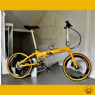 Fnhon Blast 20” • 9 Speeds Shimano • Litepro Wheelset Crank Chainring • Folding Foldable Foldie Fold Bicycle Bike • Mango Yellow • 406 tyres 20” inches • Velocity Crius Master Gust Tornado Dahon Bifold Tern • Customise My Bicycle •