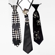 Casual Decoration Black Leather Tie Female jk Punk Bow Tie Accessories Knot-Free Design Formal Suit 