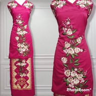Bahan/Bakal Baju Kurung Bordir Songket suji / baju kurung melayu /bordir bukittinggi