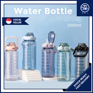 2L Large Sport Water Bottle with Straw Outdoor Portable Sport Fitness Gym 2 Litre Bottle Sports