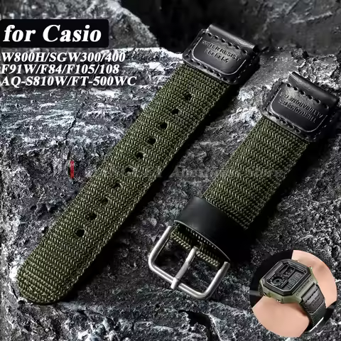 Nylon Canvas Watch Strap for Casio for G-SHOCK 18mm Band for F91W W800H F84 SGW400 AE1200 Bracelet 1