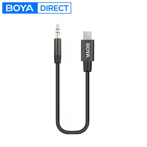 BOYA BY-K2 20cm Microphone Audio Adapter Cable 3.5 mm TRS (Male) to Type-c (Male) for Android PC Com