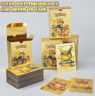 55/10pcs Kartu Pokemon Go Pikachu Charizard Emas Bahasa Inggris Charizard Pikachu Pelatih Permainan 